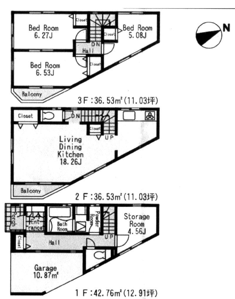 Floor plan. (5 Building), Price 33,800,000 yen, 3LDK+S, Land area 60.98 sq m , Building area 115.82 sq m