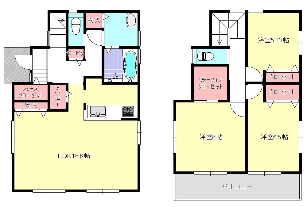 Floor plan. 43,800,000 yen, 3LDK, Land area 154.29 sq m , Building area 99.36 sq m