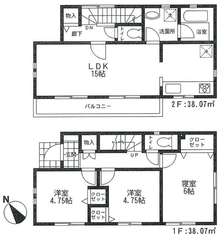 Floor plan. 31,800,000 yen, 3LDK, Land area 99.4 sq m , Building area 76.14 sq m floor plan