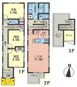 Floor plan. 40,800,000 yen, 3LDK, Land area 77.5 sq m , Building area 84.04 sq m