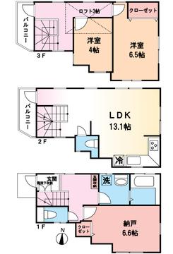 Floor plan. 27,800,000 yen, 3LDK, Land area 52.85 sq m , Building area 83.13 sq m A Building