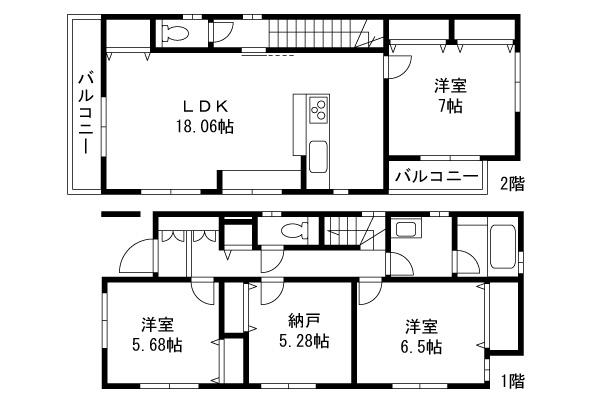 Floor plan. 32,800,000 yen, 3LDK+S, Land area 103.79 sq m , Building area 102.06 sq m