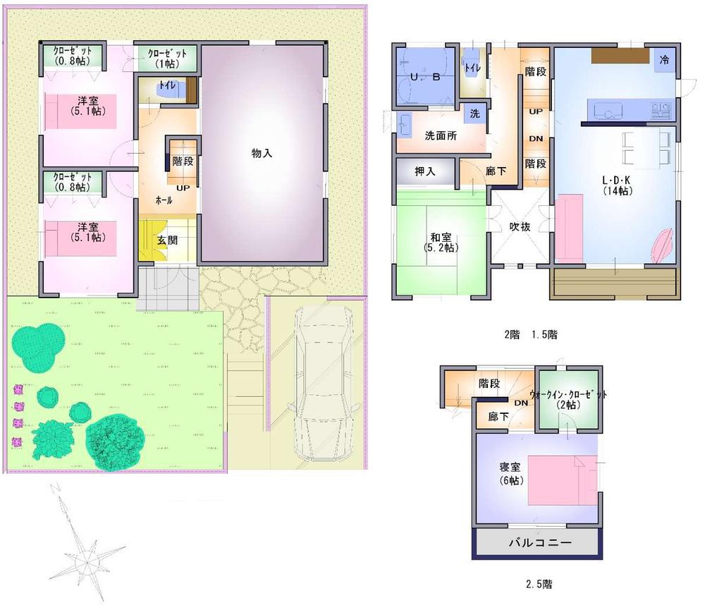 Building plan example (floor plan). Building plan example (No39 compartment building) 4LDK + S, Land price 15.4 million yen, Land area 140.66 sq m , Building price 15.1 million yen, Building area 100.2 sq m