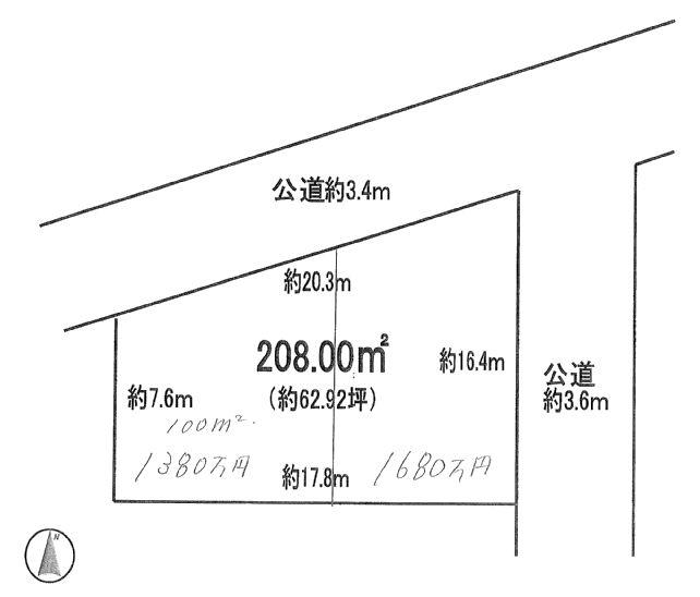 Compartment figure. Land price 13.8 million yen, Land area 100 sq m compartment view