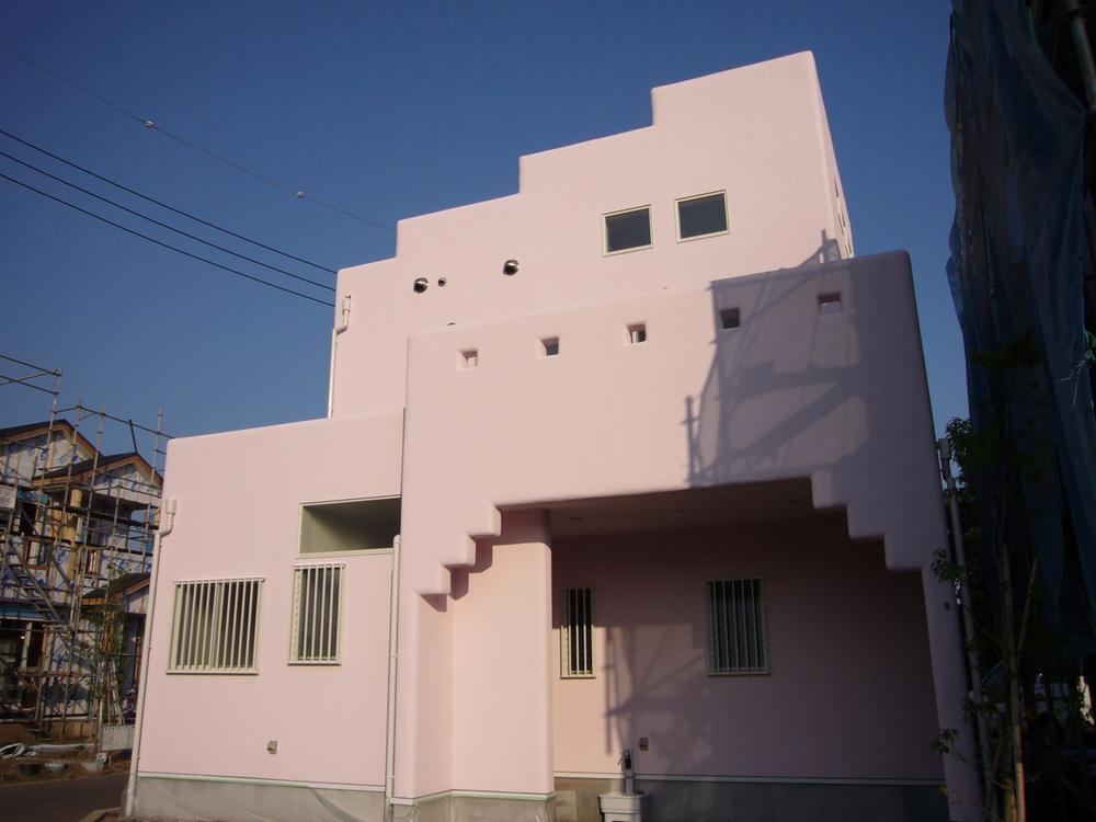 Building plan example (exterior photos). Pink mansion of Hawaiian taste