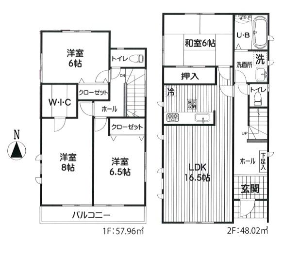 Floor plan. (1 Building), Price 28.8 million yen, 4LDK, Land area 150.92 sq m , Building area 105.98 sq m