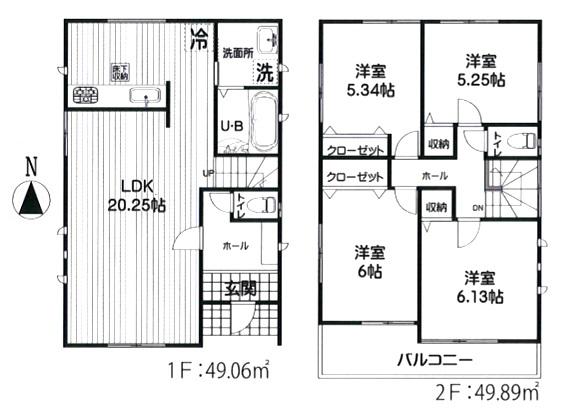 Floor plan. (Building 2), Price 30,800,000 yen, 4LDK, Land area 150.76 sq m , Building area 98.95 sq m