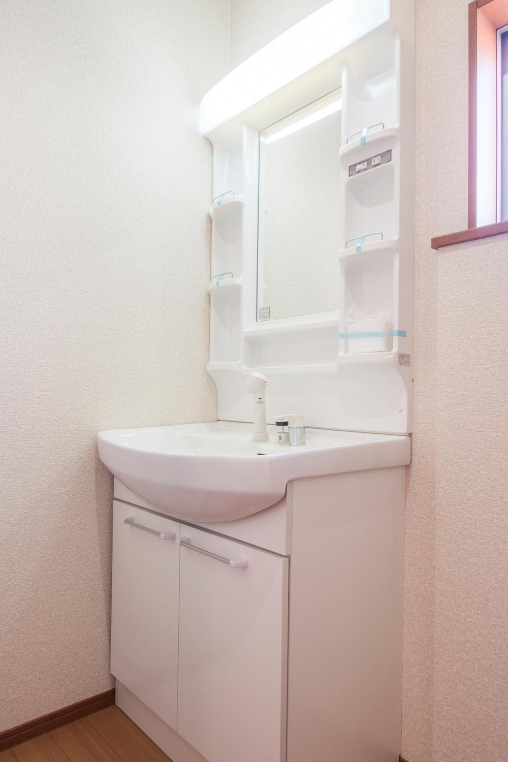 Wash basin, toilet. Shower Dresser