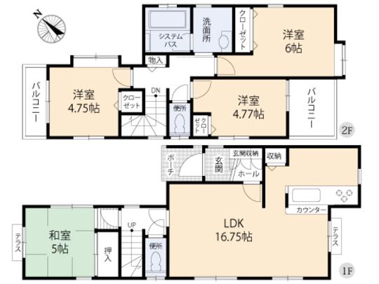 Floor plan. 24,800,000 yen, 4LDK, Land area 88.86 sq m , Building area 88.84 sq m floor plan
