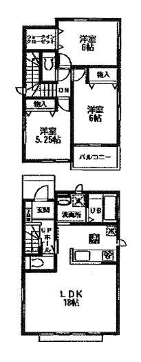 Floor plan. 26,800,000 yen, 3LDK, Land area 103.02 sq m , LDK of building area 85.28 sq m first floor 18 quire, On the second floor Western-style There closet walk-in. Car space is two Allowed.