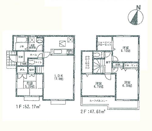 Floor plan. (Building 2), Price 32,800,000 yen, 4LDK, Land area 136.27 sq m , Building area 99.78 sq m