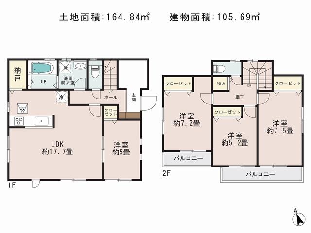 Floor plan. 28.8 million yen, 4LDK, Land area 164.84 sq m , Priority to the present situation is if it is different from the building area 105.69 sq m drawings