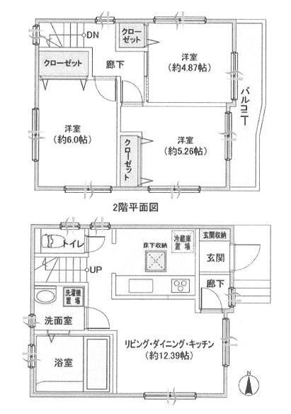 Floor plan. 19,990,000 yen, 3LDK, Land area 62.61 sq m , 1800 of building area 70.8 sq m bathroom spread × 2400!