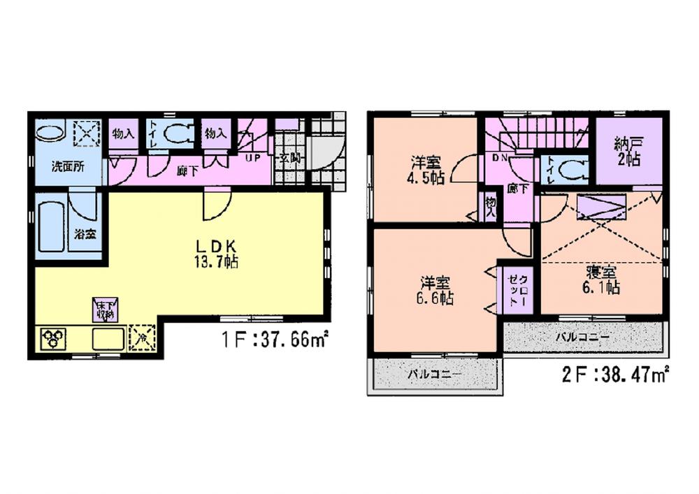 Floor plan. (Tamura 16 2 Building), Price 21.3 million yen, 3LDK+S, Land area 85.45 sq m , Building area 76.13 sq m
