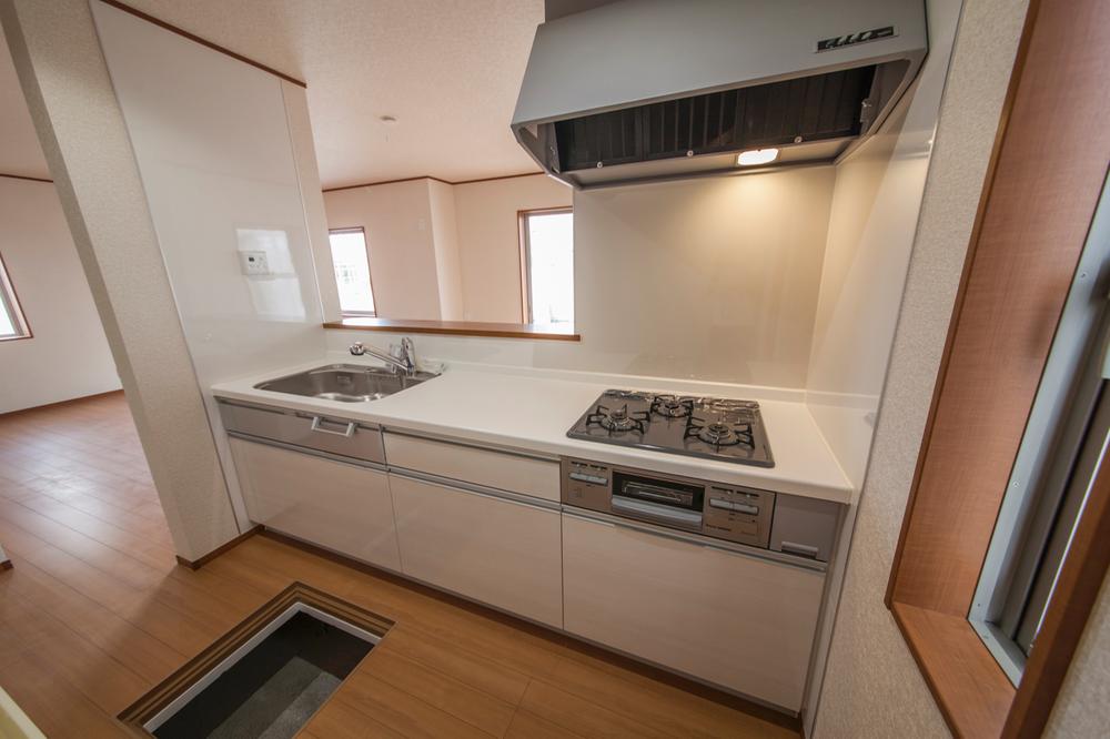 Kitchen. System kitchen floor with storage