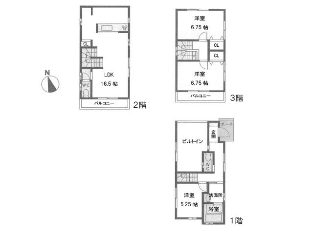 Building plan example (floor plan). ~ Building plan example ~ First floor 35.40 sq m / Second floor 33.53 sq m / 3 floor 29.81 sq m (Including built-in section 11.59 sq m) A total of 98.74 sq m