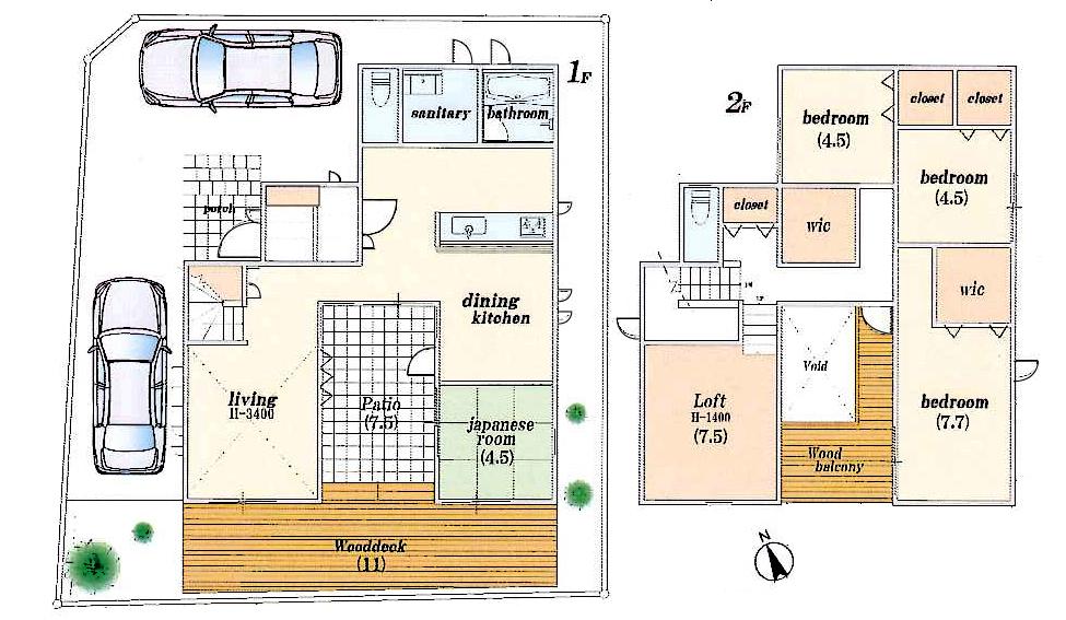 Building plan example (Perth ・ appearance). Building plan example (A No. land) Building price 19,800,000 yen, Building area 110.13 sq m