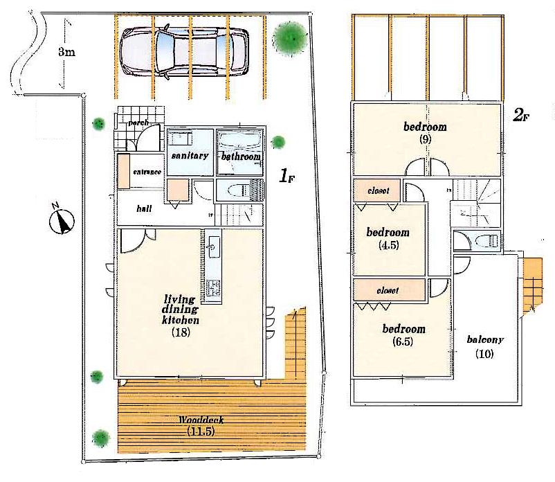 Building plan example (Perth ・ appearance). Building plan example (B No. land) Building price 15.8 million yen, Building area 94.39 sq m