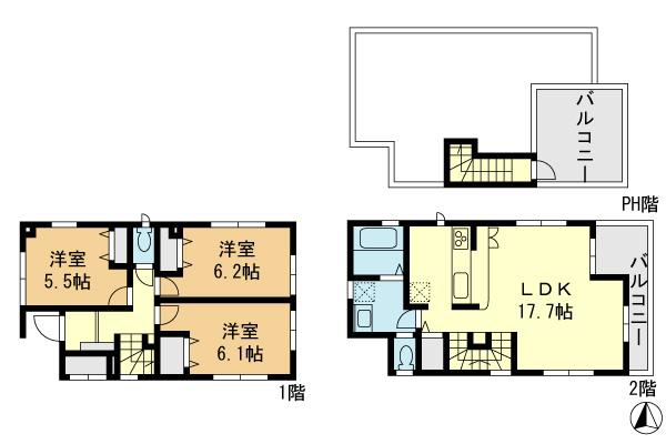 Floor plan. 43,800,000 yen, 3LDK, Land area 110.18 sq m , Building area 87.35 sq m
