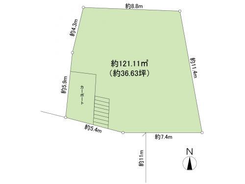 Compartment figure. Land price 24,900,000 yen, Land area 121.11 sq m