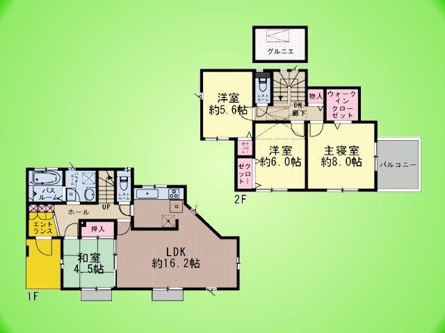 Floor plan. (6 Building), Price 35,800,000 yen, 4LDK, Land area 125.64 sq m , Building area 100.48 sq m