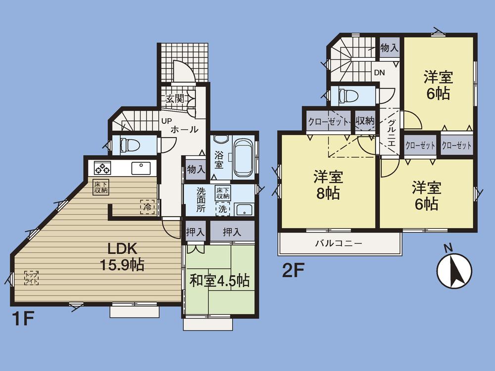 Floor plan. (4 Building), Price 32,800,000 yen, 4LDK, Land area 116.52 sq m , Building area 101.64 sq m