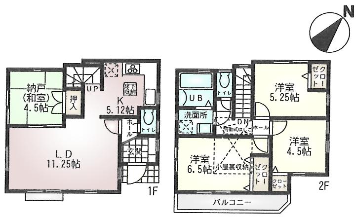 Floor plan. (Phase 2 ・ 1 Building), Price 37,800,000 yen, 3LDK+S, Land area 122.59 sq m , Building area 85.7 sq m
