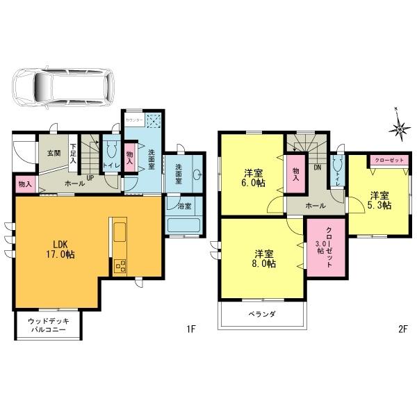 Floor plan. 39,800,000 yen, 3LDK, Land area 125.31 sq m , Building area 99.37 sq m