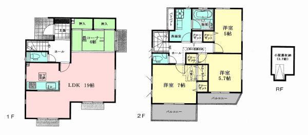 Floor plan. 48,800,000 yen, 4LDK, Land area 134.08 sq m , Building area 100.19 sq m