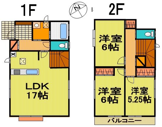Floor plan. (Building 2), Price 29,800,000 yen, 3LDK, Land area 102.13 sq m , Building area 84.45 sq m