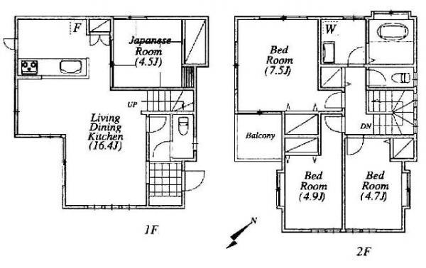 Floor plan. 44,800,000 yen, 4LDK, Land area 100.26 sq m , Building area 91.08 sq m