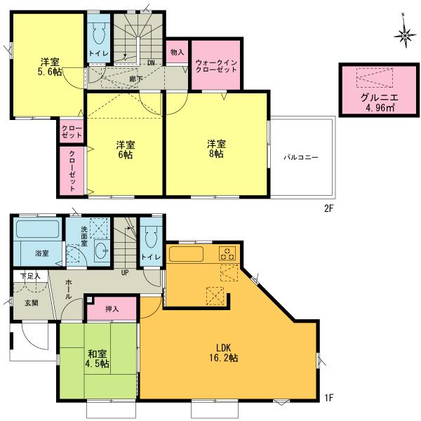 Floor plan. (6 Building), Price 35,800,000 yen, 4LDK, Land area 125.64 sq m , Building area 100.48 sq m