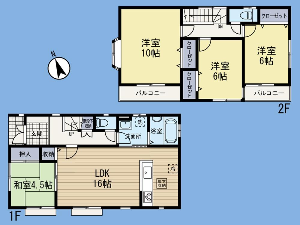 Floor plan. (1 Building), Price 34,800,000 yen, 4LDK, Land area 112.61 sq m , Building area 101.84 sq m