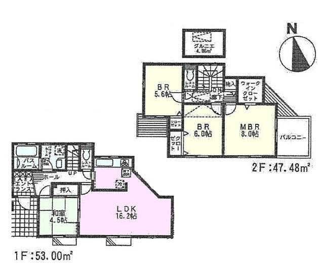 Floor plan. (6 Building), Price 35,800,000 yen, 4LDK, Land area 125.64 sq m , Building area 100.48 sq m