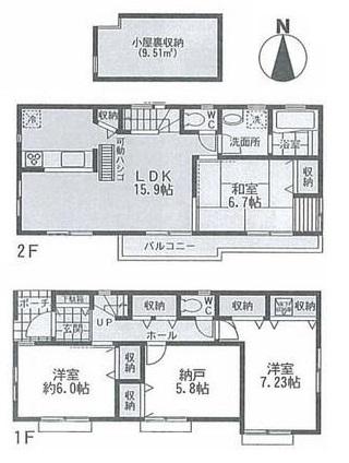 Floor plan. 39,800,000 yen, 3LDK+S, Land area 115.82 sq m , Building area 97.69 sq m