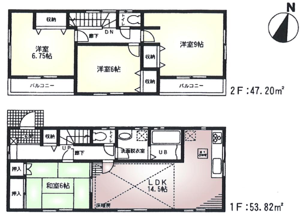 Floor plan. (1 Building), Price 35,800,000 yen, 4LDK, Land area 142.39 sq m , Building area 101.02 sq m