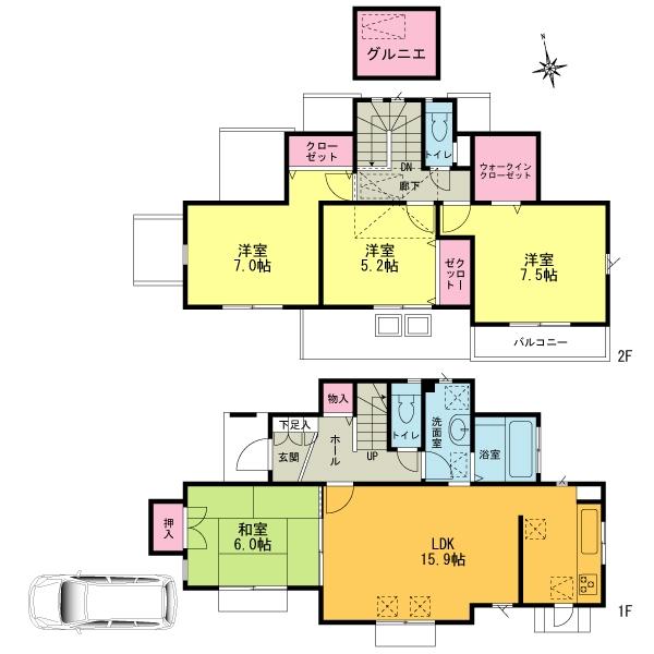 Floor plan. (8 Building), Price 34,800,000 yen, 4LDK, Land area 130.54 sq m , Building area 102.26 sq m