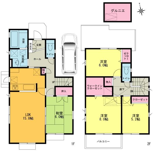 Floor plan. (5 Building), Price 33,800,000 yen, 4LDK, Land area 112.7 sq m , Building area 103.51 sq m