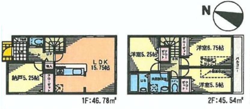 Floor plan. (Building 2), Price 38,800,000 yen, 3LDK+S, Land area 127.9 sq m , Building area 89.42 sq m