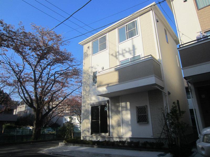 Local appearance photo. Development site facing the row of cherry trees.