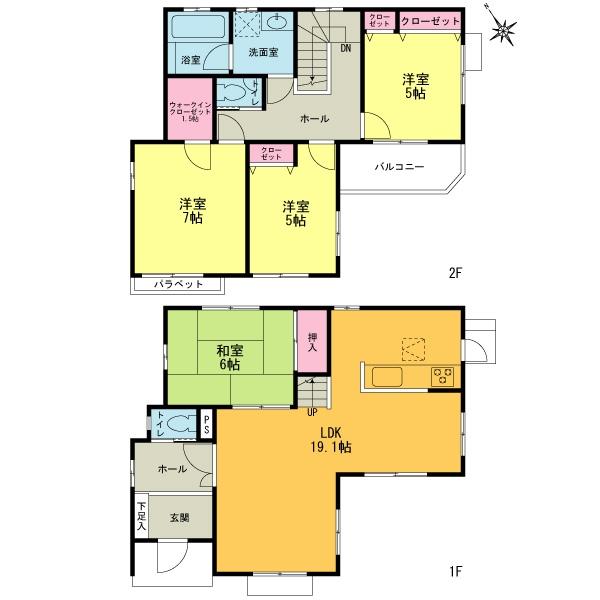 Floor plan. (1 Building), Price 47,800,000 yen, 4LDK, Land area 118.97 sq m , Building area 102.47 sq m