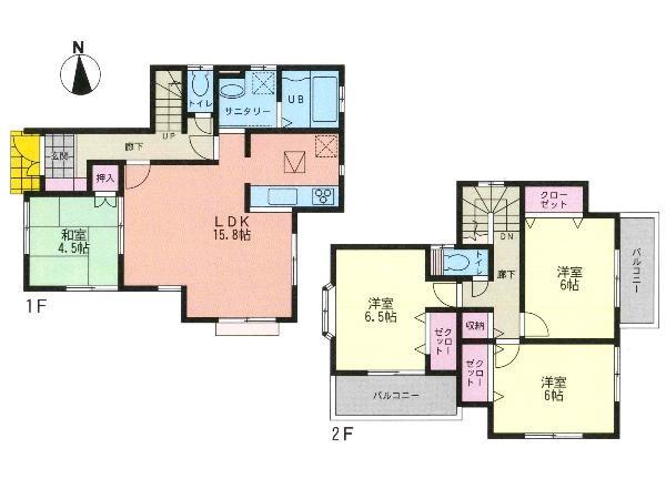 Floor plan. 46,800,000 yen, 4LDK, Land area 145.66 sq m , Building area 95.01 sq m