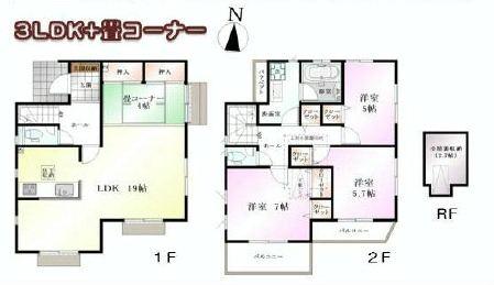 Floor plan. (4 Building), Price 48,800,000 yen, 4LDK, Land area 134.08 sq m , Building area 100.19 sq m