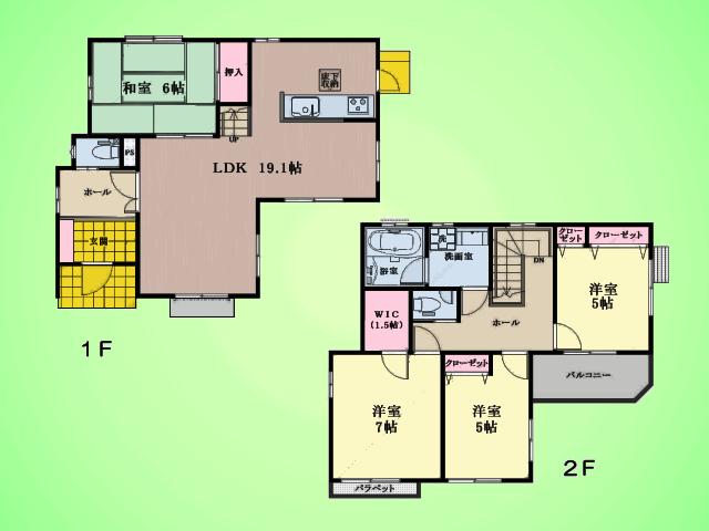 Floor plan. (1 Building), Price 47,800,000 yen, 4LDK, Land area 118.97 sq m , Building area 102.47 sq m