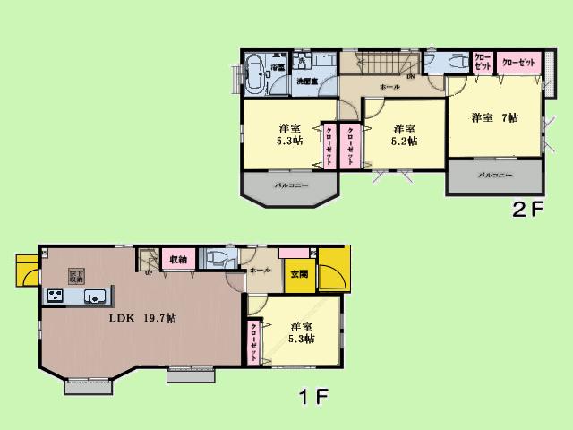 Floor plan. (4 Building), Price 46,800,000 yen, 4LDK, Land area 123.68 sq m , Building area 101.44 sq m