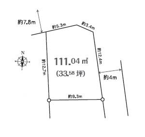 Compartment figure. Land price 33,500,000 yen, Is a corner lot of land area 111.04 sq m public road 7.8m and 4.0m on public roads.