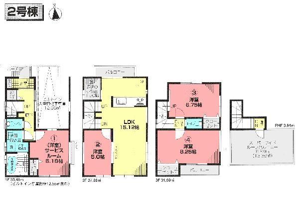 Floor plan. 39,800,000 yen, 3LDK+S, Land area 54.59 sq m , Building area 112.57 sq m