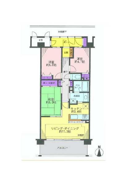 Floor plan. 3LDK, Price 41,800,000 yen, Footprint 71.4 sq m , Balcony area 12 sq m