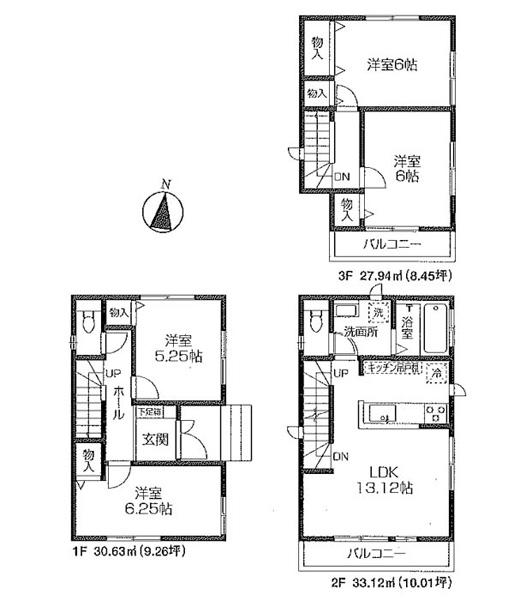 Floor plan. (K Building), Price 35,800,000 yen, 4LDK, Land area 70.04 sq m , Building area 91.69 sq m