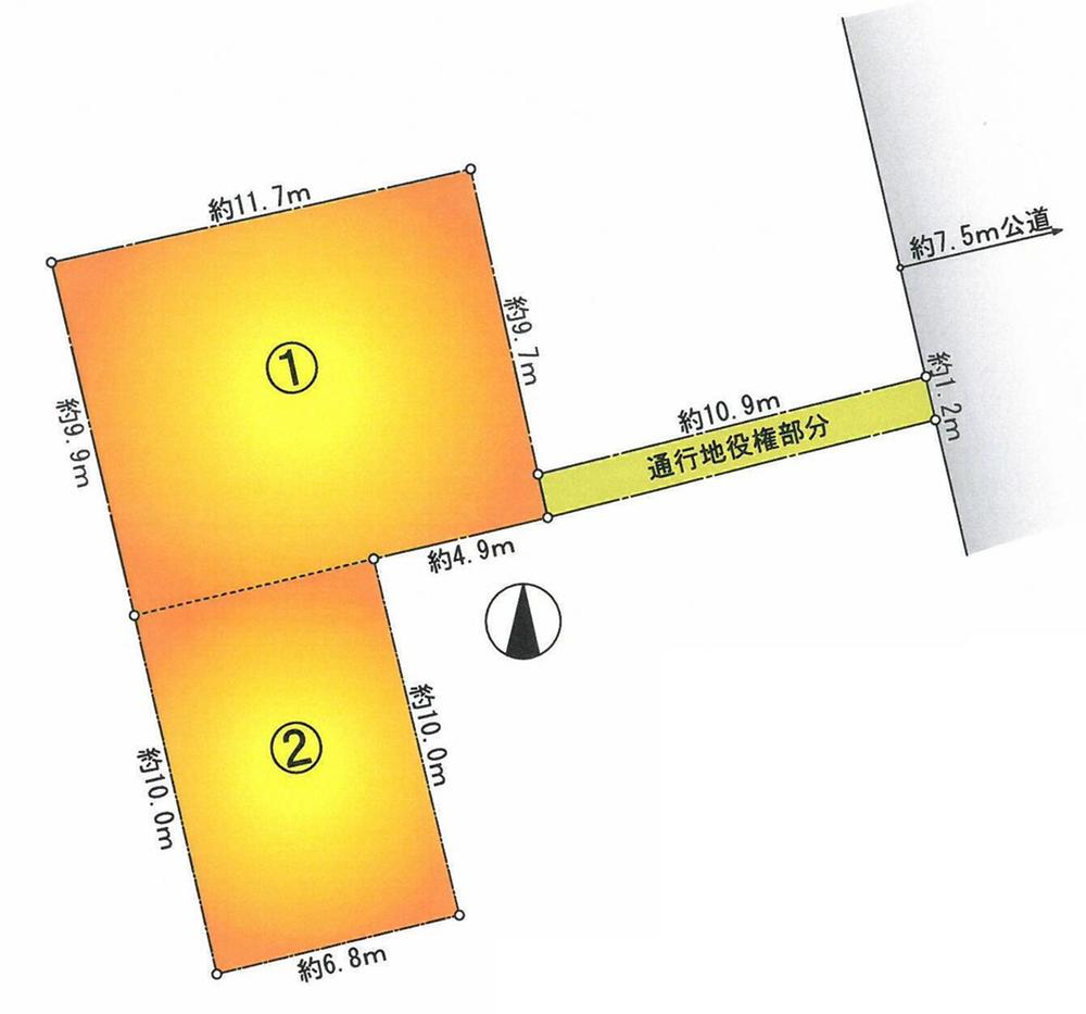 Compartment figure. Land price 21,800,000 yen, Land area 165.28 sq m split Allowed! ((1) about 30 square meters 19.5 million yen ・ (2) about 20 tsubo 13 million yen)